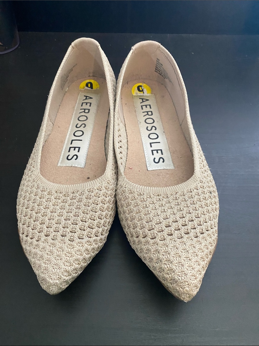 AEROSOLES Knit Pointed-Toe Flats in Beige